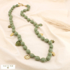 Collier sautoir acier inoxydable polyester breloque 0125542 vert