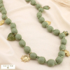 Collier sautoir acier inoxydable polyester breloque 0125542 vert