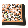 Carré satin fleurs graphiques touché soie polyester 0726539 cognac