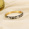 Bracelet jonc ouvrable fleur métal émaillé coloré 0226560 noir