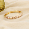 Bracelet jonc ouvrable fleur métal émaillé coloré 0226560 naturel/beige