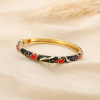 Bracelet jonc ouvrable métal émaillé motifs floraux 0226561 multi