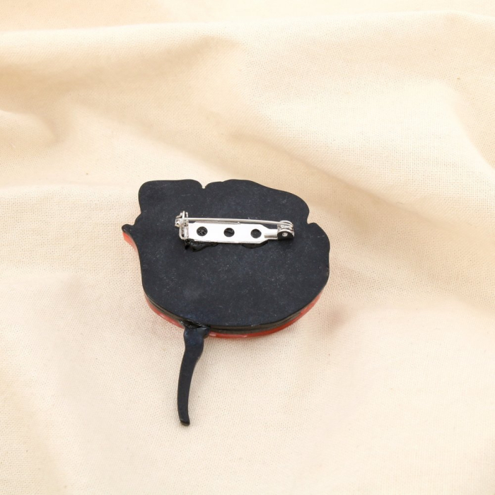 Broche fleur vintage résine marbrée métal 0526012 cognac