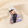Broche épingle femme chic résine marbrée métal 0526504 mauve