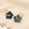 Boucles d'oreilles créoles acier inox fleur résine colorée 0325067 vert