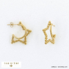 Boucles d'oreilles créoles double anneaux étoiles 0322542 doré