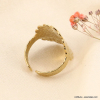 Bague large antique acier inox martelé femme 0423133 doré