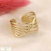 Bague large branches tressées en acier inoxydable 0423172 doré