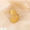 Bague acier plate organique abstrait brossé MAT 0424506 vert kaki