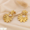 Boucles d'oreilles design feuille sculptée acier 0324609 doré