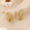 Boucles d'oreilles demi-créoles acier torsadé strass 0324572 doré