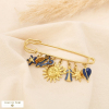 Broche épingle acier émail soleil étoile cœur ange 0525501 bleu foncé