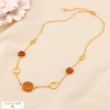 Collier pastilles acétate motif hachure acier 0123545 orange