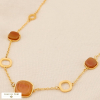 Collier pastilles acétate motif hachure acier 0123545 orange