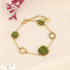 Bracelet pastilles acétate motif hachure acier 0223533 vert foncé