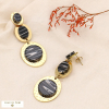 Boucles d'oreilles pastilles acier martelé acétate 0323533 noir