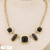 Collier court vintage acier inox cabochon résine 0123525 noir