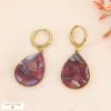Créoles pendants gouttes acétate écaille de tortue 0323537 vieux rose