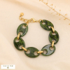 Bracelet acier inoxydable acétate gros grain de café 0224534 vert