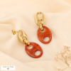 Boucles d'oreilles acier inox résine grain de café 0324576 orange foncé