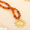 Collier sautoir acier acrylique marbré soleil 0125532 marron