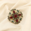 Broche épingle style baroque métal strass résine 0526513 rouge bordeaux