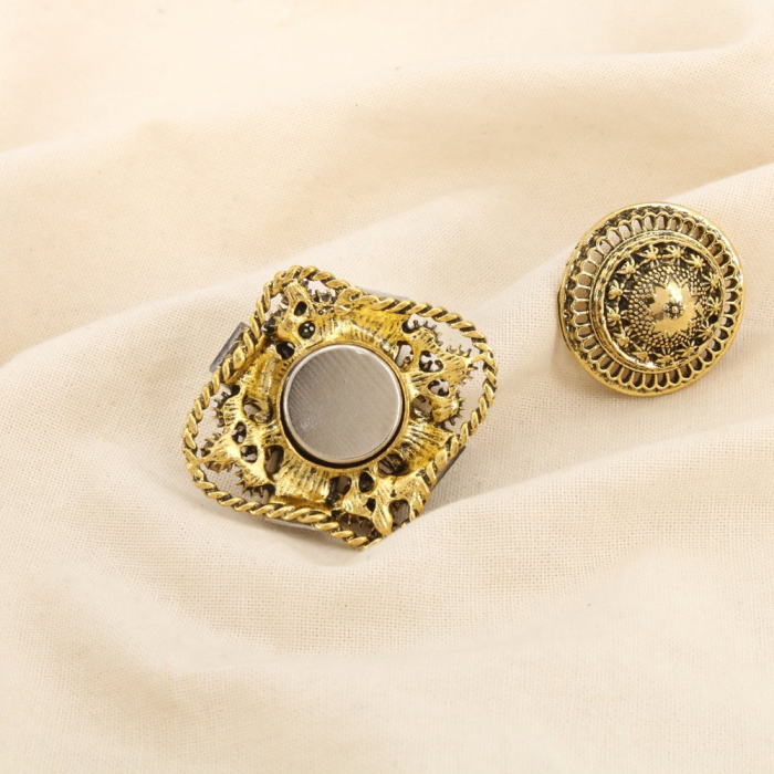 Broche AIMANTÉE style antique métal perles cristal 0526517 bleu foncé