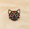 Broche aimantée chat métal émail strass 0526524 noir