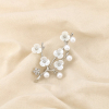 Broche épingle métal fleur perle acrylique strass 0526525 argenté