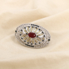 Broche épingle style antique métal strass résine 0526528 bleu foncé