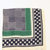 Carré satin motifs pied-de-poule pois polyester 0726513 bleu foncé