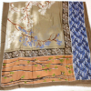 Foulard viscose motifs graphiques floraux frangés 0726531 taupe