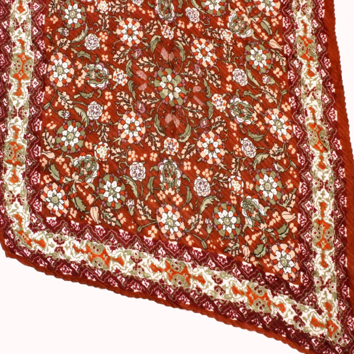 Foulard plissé viscose imprimé bohème floral 0726503 rouge bordeaux