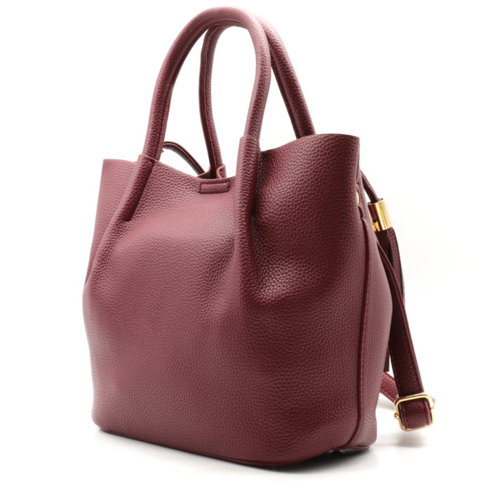 Mini-Cabas Ouvert Flora&Co Simili-Cuir Grainé Pompon Tassel 0926514 rouge bordeaux
