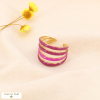 Large Bague Multi-Rangs Ajustable Acier Inoxydable Émail 0423515 violet