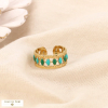 Bague Multi-Anneaux Ajustable Acier Inoxydable Émail 0424035 vert foncé