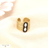 Large Bague Multi-Rangs Ajustable Acier Inoxydable Émail 0424036 noir/blanc