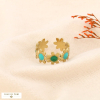 Bague Ajustable Acier Inoxydable Guirlande Fleurs Émail 0424038 vert foncé