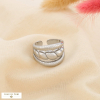 Large Bague Ajustable Striée Torsadée Acier Inoxydable 0425093 argenté