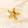 Large Bague Ajustable Fleur Acier Inoxydable 0426005 doré