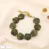 Bracelet Fleurs Sculptées Résine Acier Inoxydable 0225519 vert kaki