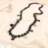 Sautoir Fleurs Acrylique Breloques Charms Acier Inoxydable 0125536 noir