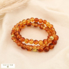 3 Bracelets Élastiques Billes Résine Marbrée Acier Inoxydable 0225592 cognac